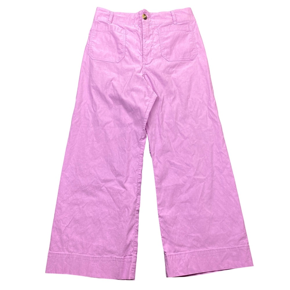 Maeve The Colette Pink Wide Leg Cropped Pants Size 32 Linen Blend Boho Festive